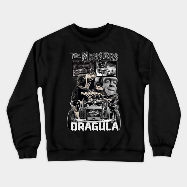 The Munsters, Dragula. (Black & White Version) Crewneck Sweatshirt by The Dark Vestiary